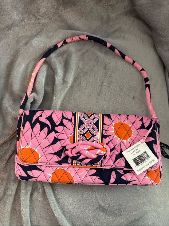 Vera Bradley Handbags - Knot Just a Clutch in Loves Me Vera Bradley Pink and Orange Quilted NWT